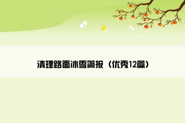 清理路面冰雪简报（优秀12篇）