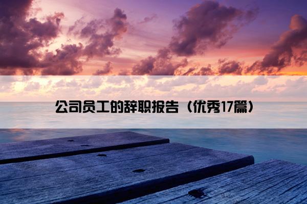 公司员工的辞职报告（优秀17篇）