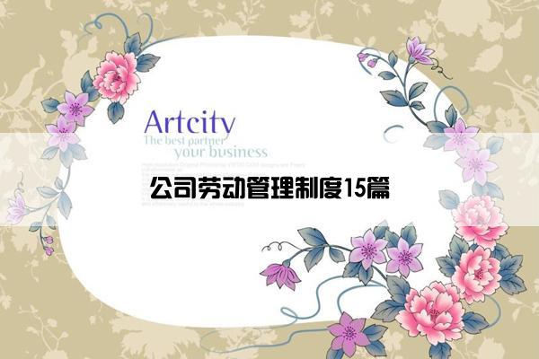 公司劳动管理制度15篇