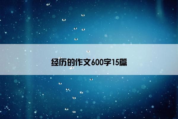 经历的作文600字15篇