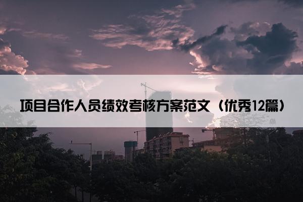 项目合作人员绩效考核方案范文（优秀12篇）