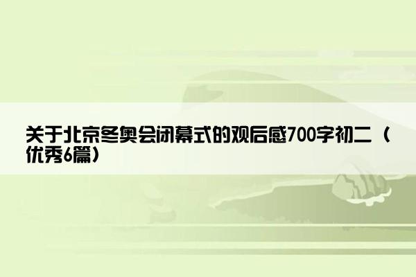 关于北京冬奥会闭幕式的观后感700字初二（优秀6篇）