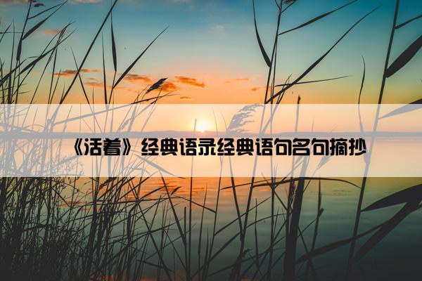 《活着》经典语录经典语句名句摘抄
