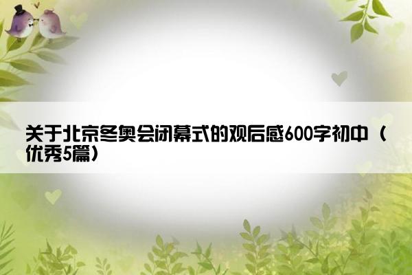 关于北京冬奥会闭幕式的观后感600字初中（优秀5篇）