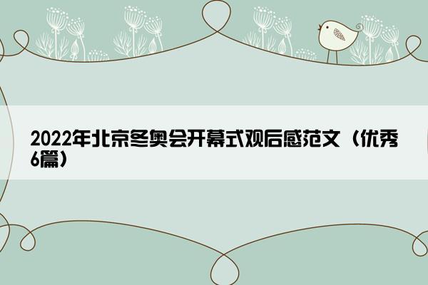2022年北京冬奥会开幕式观后感范文（优秀6篇）
