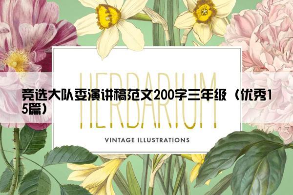 竞选大队委演讲稿范文200字三年级（优秀15篇）