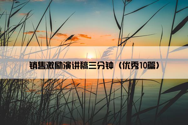 销售激励演讲稿三分钟（优秀10篇）