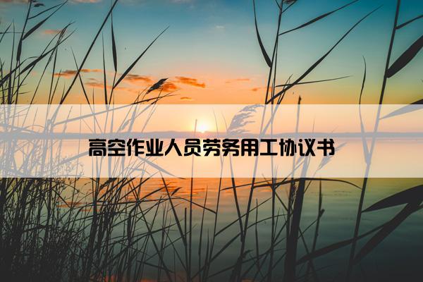 高空作业人员劳务用工协议书