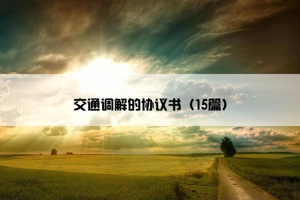 交通调解的协议书（15篇）
