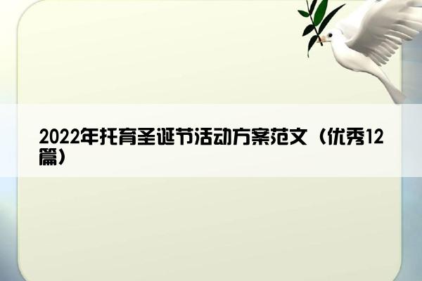2022年托育圣诞节活动方案范文（优秀12篇）