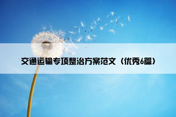 交通运输专项整治方案范文（优秀6篇）