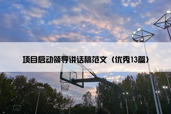 项目启动领导讲话稿范文（优秀13篇）