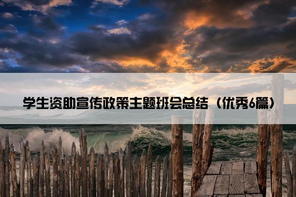 学生资助宣传政策主题班会总结（优秀6篇）