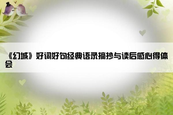 《幻城》好词好句经典语录摘抄与读后感心得体会