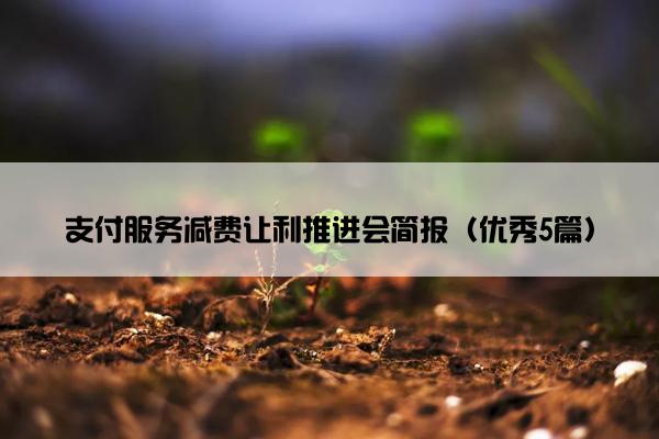 支付服务减费让利推进会简报（优秀5篇）