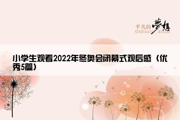 小学生观看2022年冬奥会闭幕式观后感（优秀5篇）