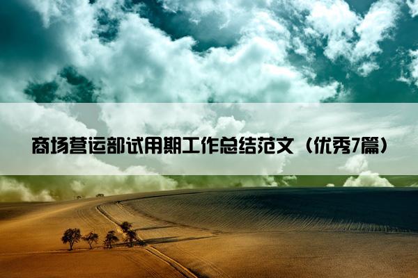 商场营运部试用期工作总结范文（优秀7篇）