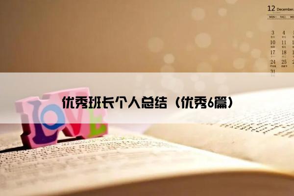 优秀班长个人总结（优秀6篇）