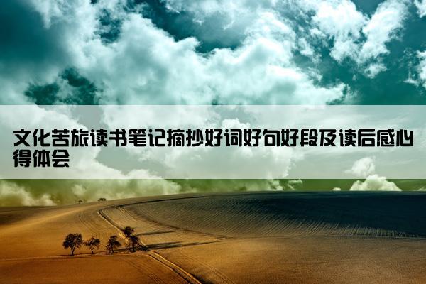 文化苦旅读书笔记摘抄好词好句好段及读后感心得体会