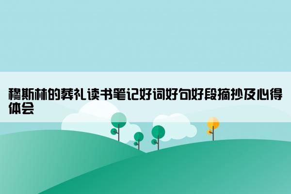 穆斯林的葬礼读书笔记好词好句好段摘抄及心得体会