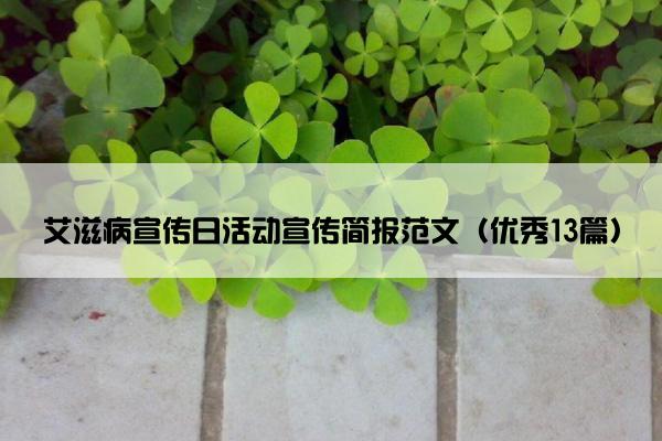 艾滋病宣传日活动宣传简报范文（优秀13篇）