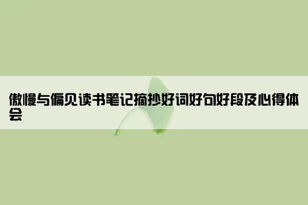 傲慢与偏见读书笔记摘抄好词好句好段及心得体会