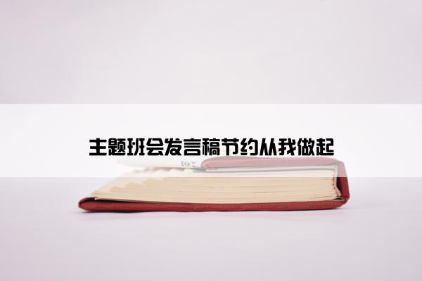 主题班会发言稿节约从我做起