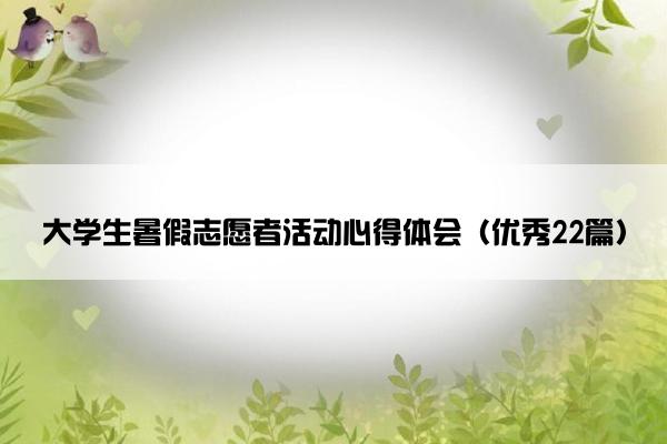 大学生暑假志愿者活动心得体会（优秀22篇）
