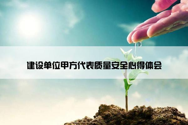 建设单位甲方代表质量安全心得体会