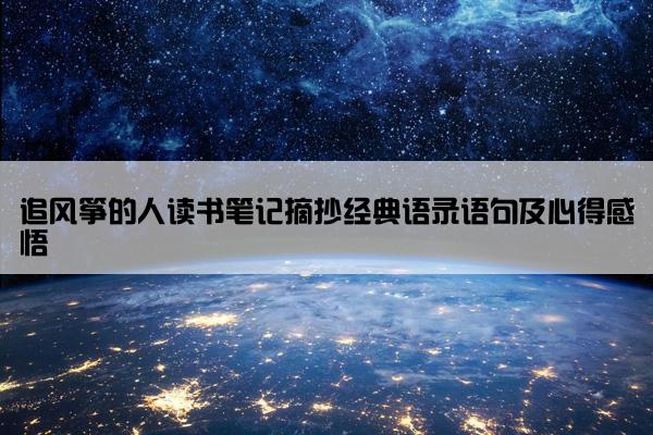 追风筝的人读书笔记摘抄经典语录语句及心得感悟