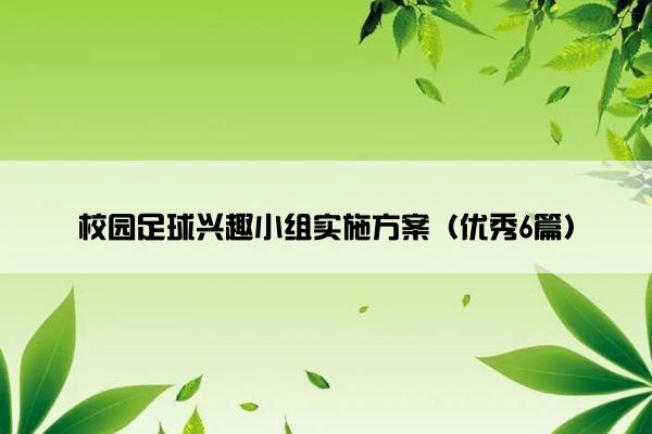 校园足球兴趣小组实施方案（优秀6篇）