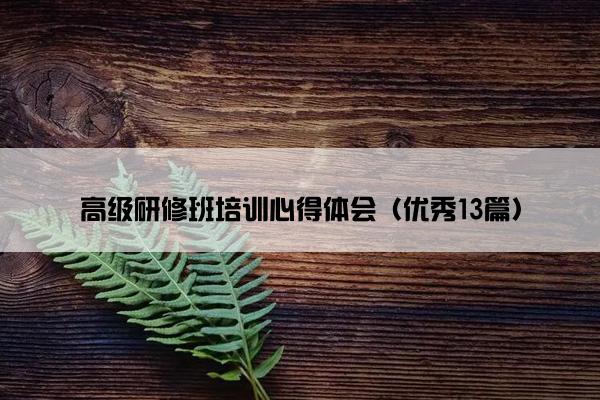 高级研修班培训心得体会（优秀13篇）