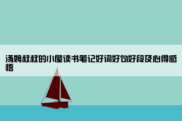 汤姆叔叔的小屋读书笔记好词好句好段及心得感悟