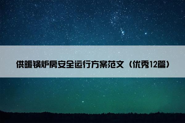 供暖锅炉房安全运行方案范文（优秀12篇）