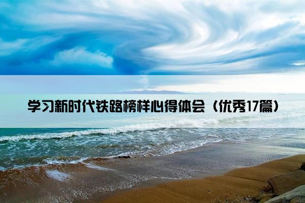 学习新时代铁路榜样心得体会（优秀17篇）
