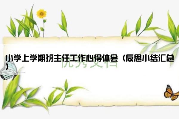 小学上学期班主任工作心得体会（反思小结汇总）