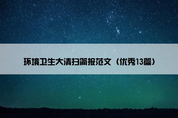 环境卫生大清扫简报范文（优秀13篇）