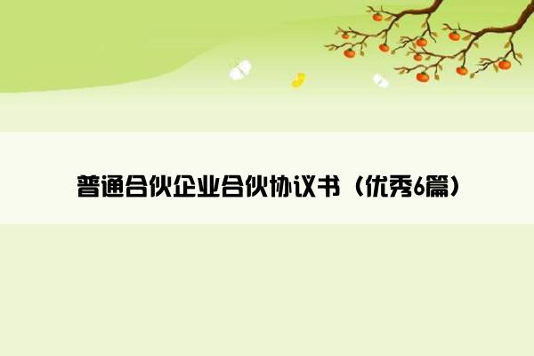 普通合伙企业合伙协议书（优秀6篇）
