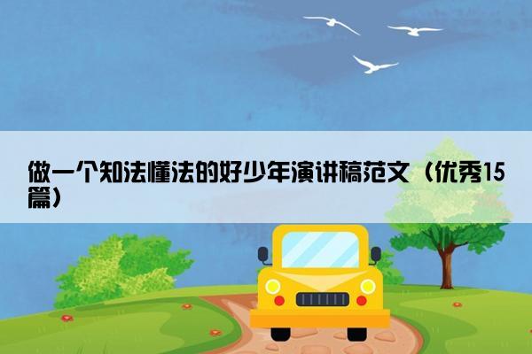做一个知法懂法的好少年演讲稿范文（优秀15篇）