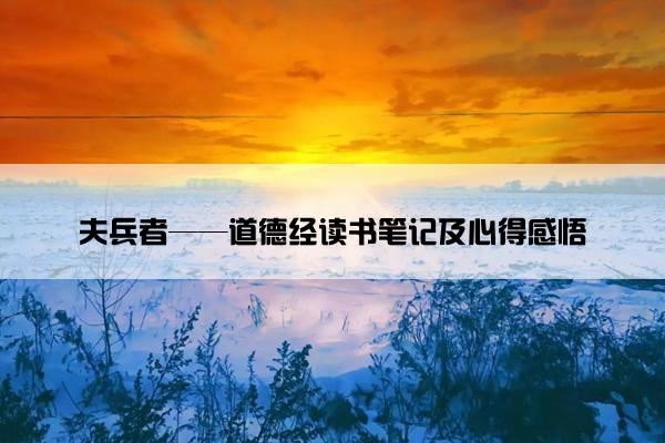 夫兵者——道德经读书笔记及心得感悟