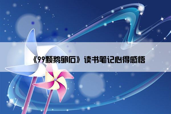 《99颗鹅卵石》读书笔记心得感悟