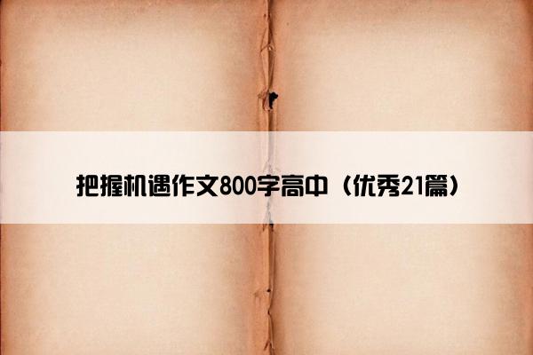 把握机遇作文800字高中（优秀21篇）