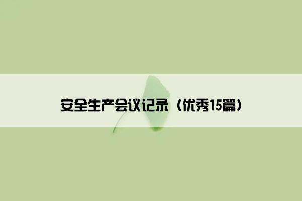 安全生产会议记录（优秀15篇）