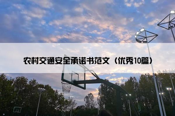 农村交通安全承诺书范文（优秀10篇）