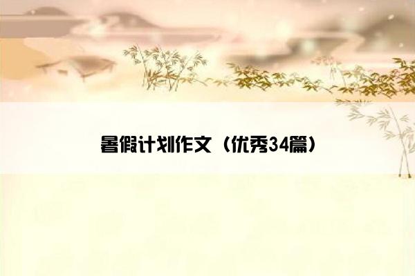 暑假计划作文（优秀34篇）