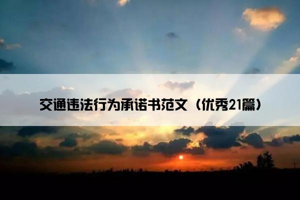 交通违法行为承诺书范文（优秀21篇）