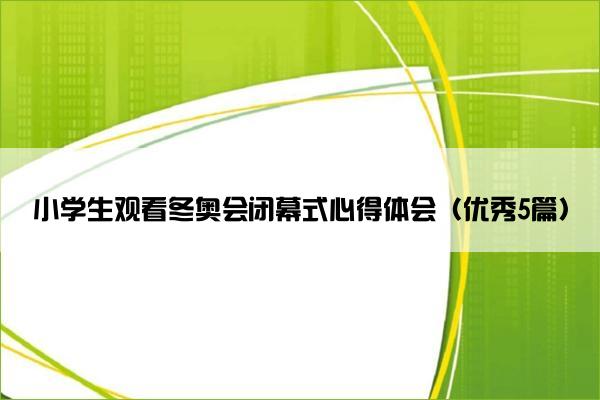 小学生观看冬奥会闭幕式心得体会（优秀5篇）