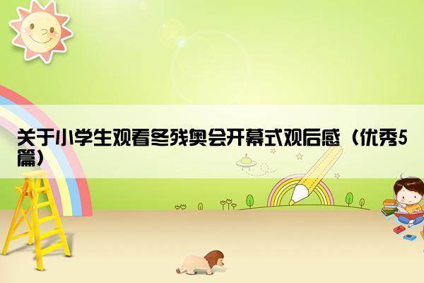 关于小学生观看冬残奥会开幕式观后感（优秀5篇）