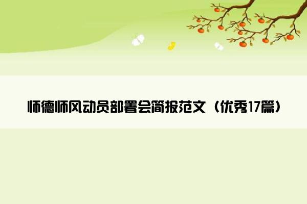 师德师风动员部署会简报范文（优秀17篇）