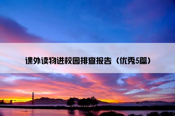课外读物进校园排查报告（优秀5篇）